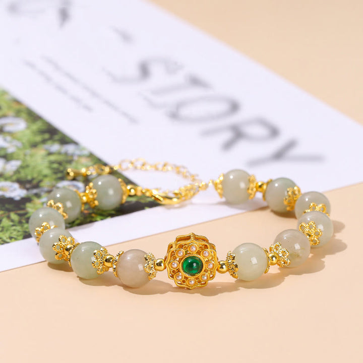 Bracelet chaîne de perles de prospérité en jade naturel Buddha Stones