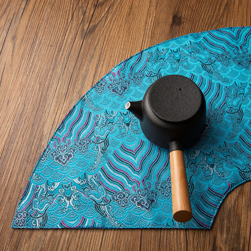 Buddha Stones vintage et vagues de la mer, dessous de verre pour tasse à thé, tapis à thé Kung Fu