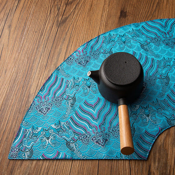 Buddha Stones vintage et vagues de la mer, dessous de verre pour tasse à thé, tapis à thé Kung Fu