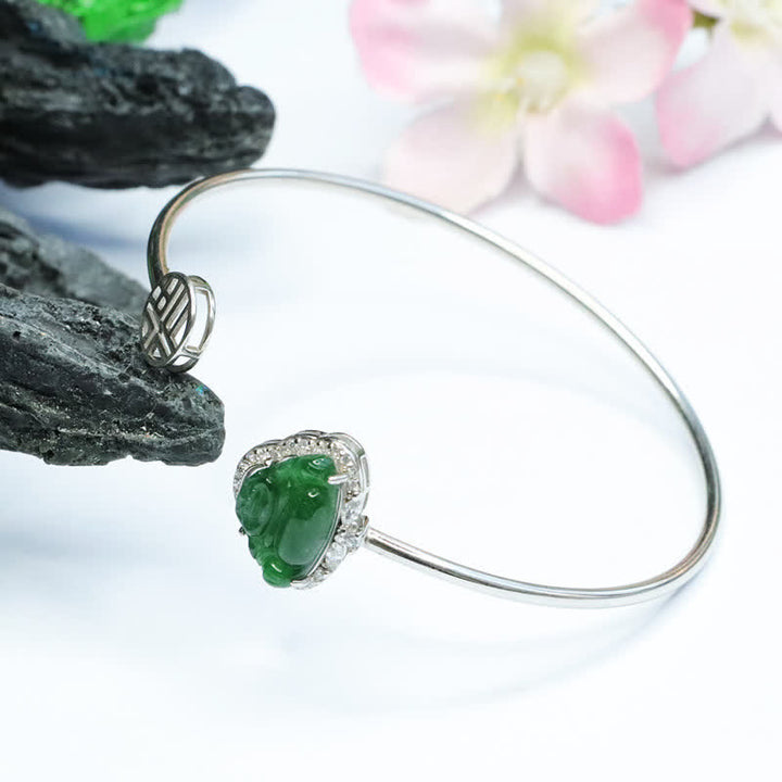 Bracelet porte-bonheur en jade et en argent sterling 925 avec Bouddha Buddha Stones