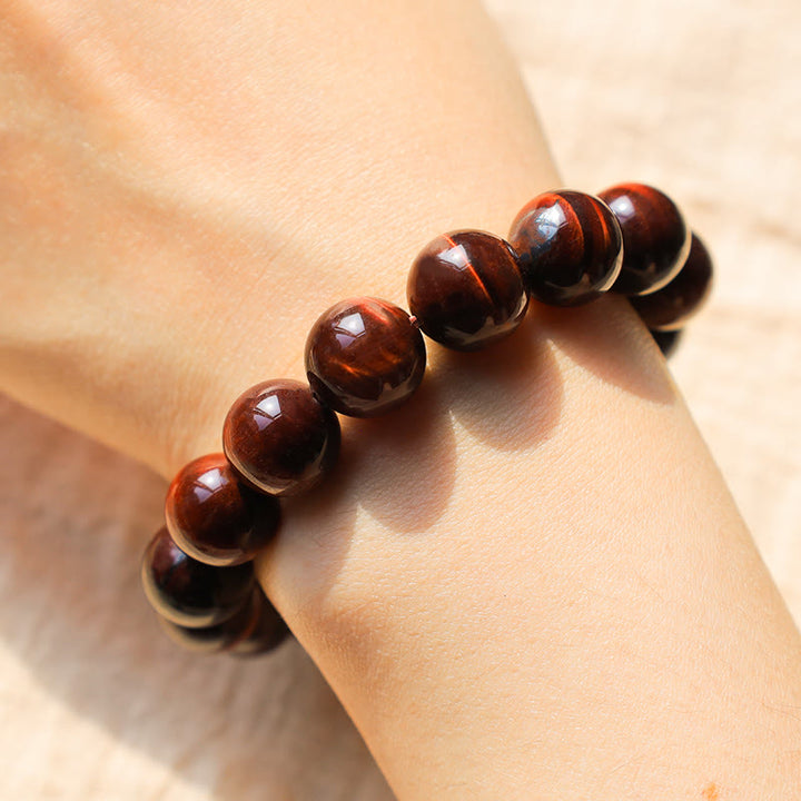 Bracelet de perles de guérison en œil de tigre naturel Buddha Stones - image 8