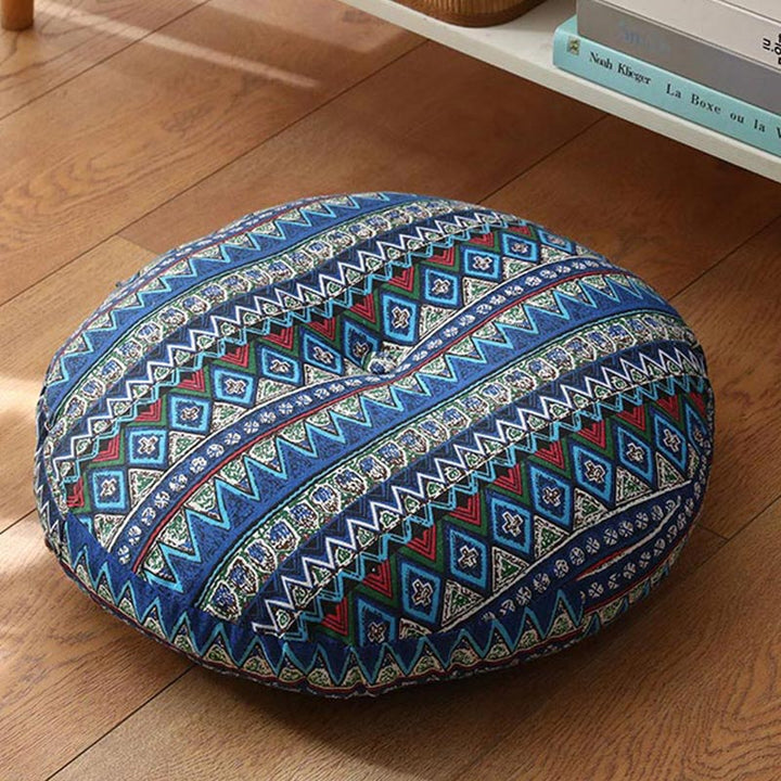 Coussin de siège de méditation en lin à motif simple Buddha Stones et lotus, décoration de salon pour la maison - Détachable - 40 cm x 10 cm - SteelBlue - image 22