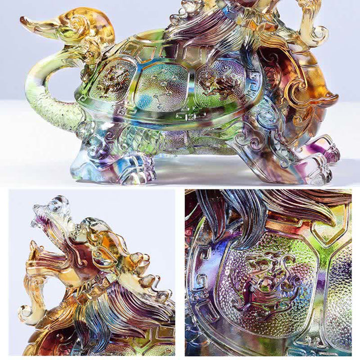 Tortue dragon Feng Shui, pièce d'art en cristal Liuli faite à la main, décoration pour la maison et le bureau - image 9