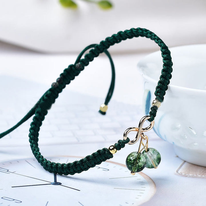 Bracelet de perles fantômes vertes améthyste en quartz fraise naturel Buddha Stones