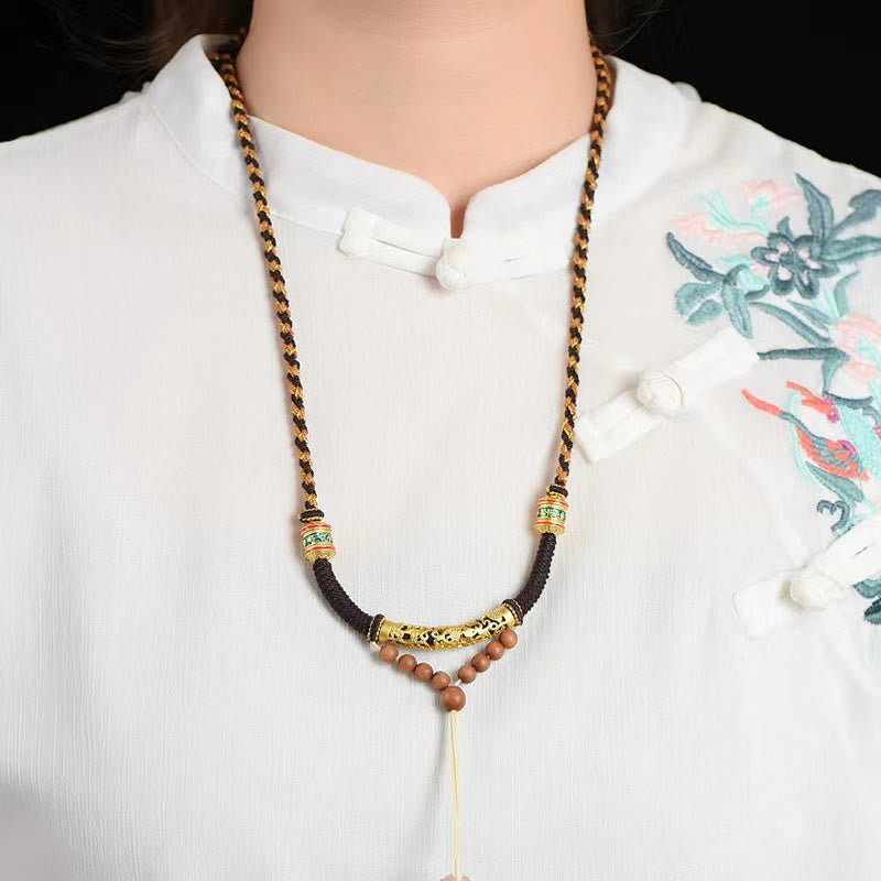 Collier pendentif en corde avec nœud King Kong tibétain fait à la main en Buddha Stones Om Mani Padme Hum - image 1