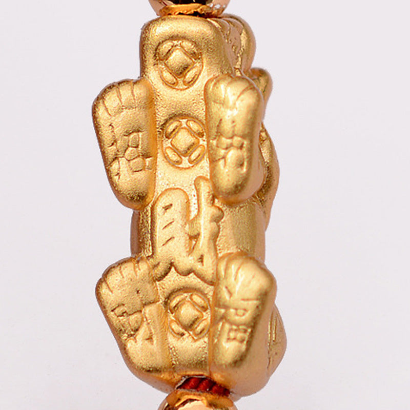 Bracelet porte-bonheur PiXiu en plaqué or 24 carats avec cordon rouge Buddha Stones