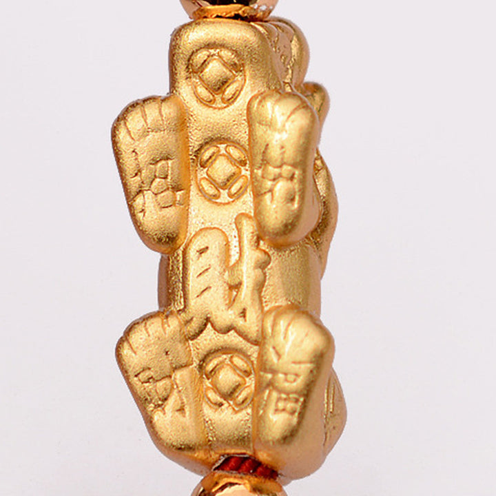 Bracelet porte-bonheur PiXiu en plaqué or 24 carats avec cordon rouge Buddha Stones
