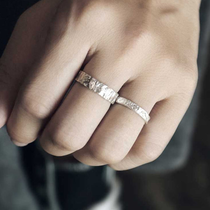Bague de couple en argent sterling 925 Buddha Stones et design simple - image 11