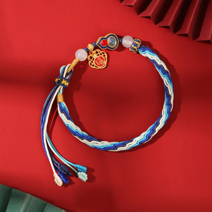 Bracelet en argent sterling 925 fait à la main avec cordon de bénédiction et nœud de réincarnation