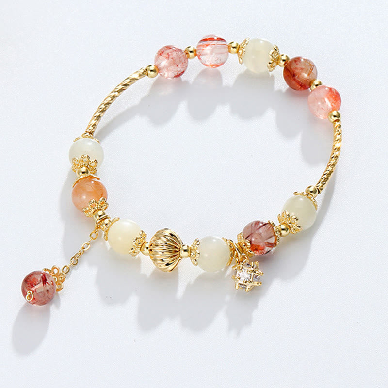 Bracelet de perles de bon augure en quartz rutile coloré œil de chat et zircon - image 6