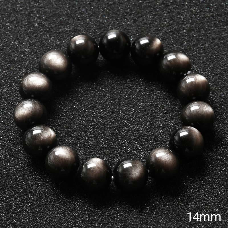 Bracelet de protection apaisant en obsidienne naturelle argentée de Buddha Stones
