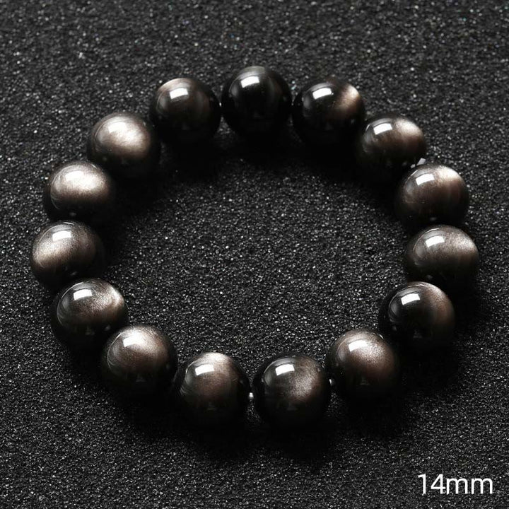 Bracelet de protection apaisant en obsidienne naturelle argentée de Buddha Stones