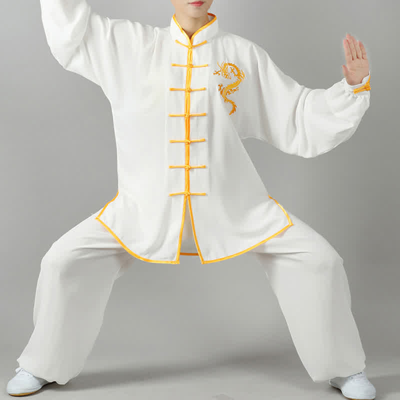 Ensemble de vêtements unisexes brodés avec Buddha Stones et dragon Qi Gong Zen, pratique spirituelle, méditation, prière