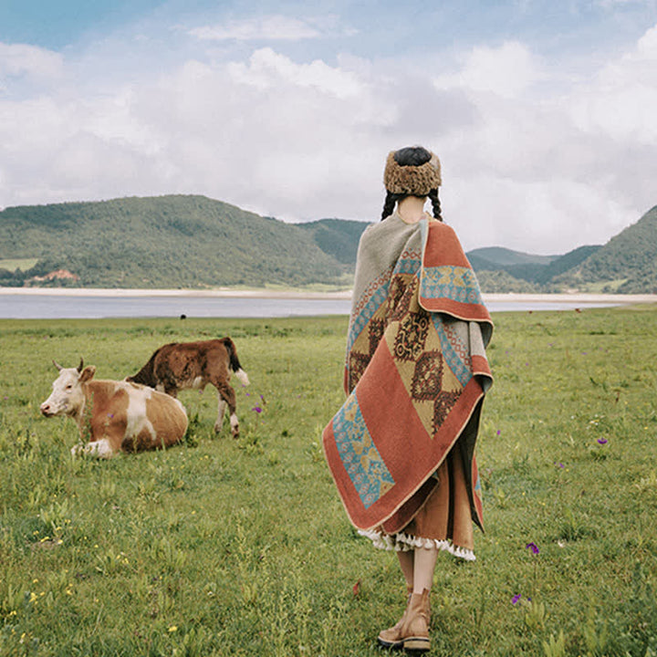 Écharpe châle tibétain à motifs de diamants avec Buddha Stones - image 5