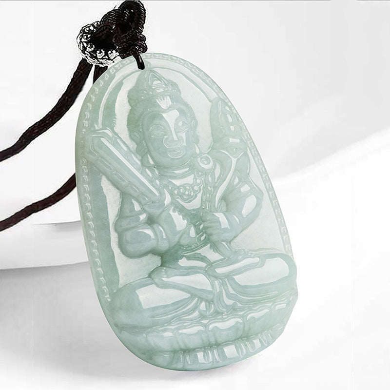 Collier pendentif en jade avec Buddha Stones et zodiaque chinois - Bœuf/Tigre - image 3