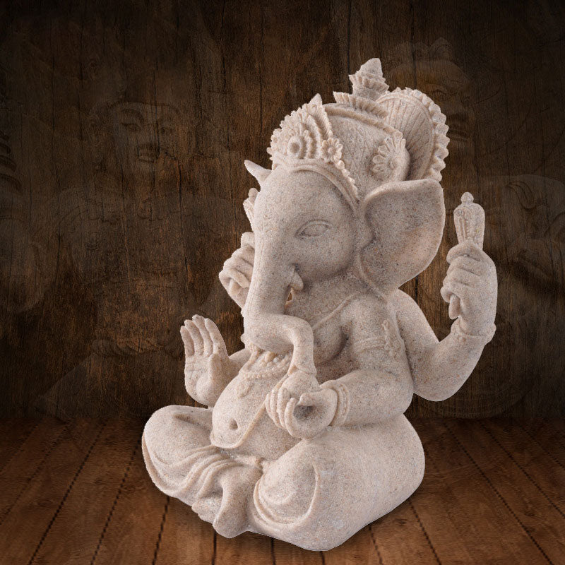 Buddha Stones Ganesh Ganpati Statue d'éléphant Richesse Bénédiction Décoration de la maison