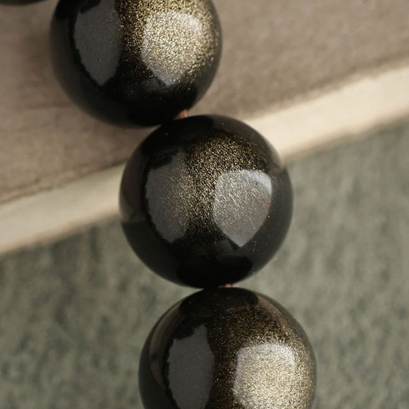 Bracelet de protection porte-bonheur en obsidienne dorée et argentée avec Buddha Stones et jolie patte de chat porte-bonheur - image 8