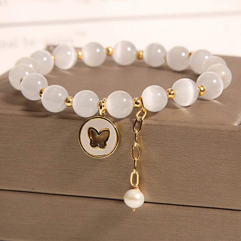 Bracelet d'amour avec breloque papillon œil de chat et Buddha Stones - image 3
