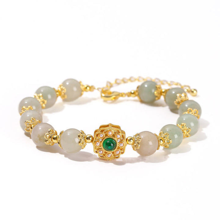 Bracelet chaîne de perles de prospérité en jade naturel Buddha Stones