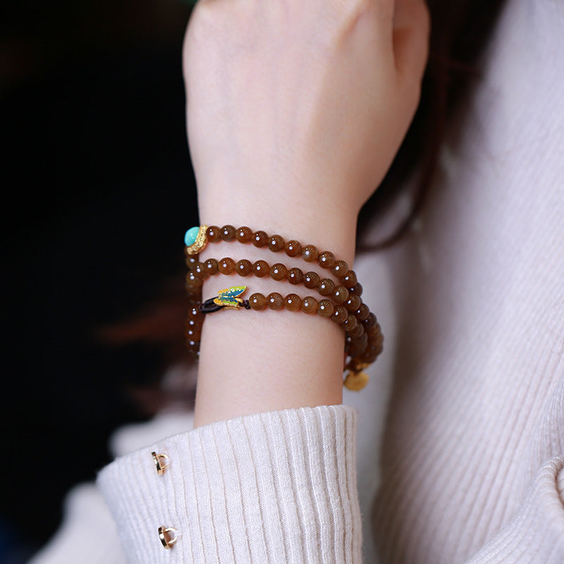 Collier et bracelet porte-bonheur en forme de gourde papillon en jade