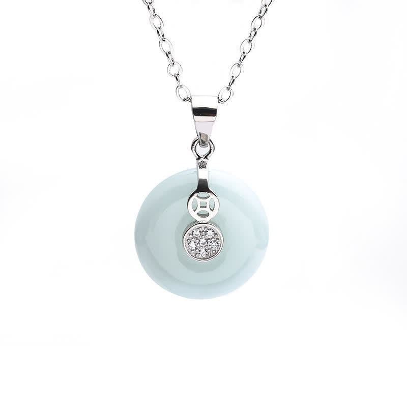 Buddha Stones Argent Sterling 925 Collier de pièces de monnaie Peace Buckle Jade Luck Pendentif - image 4
