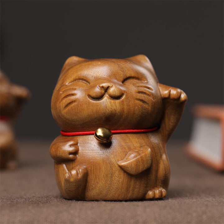 Buddha Stones de Santal Vert Petit Mini Mignon Chat Porte-Bonheur Décorations de Paix - image 11