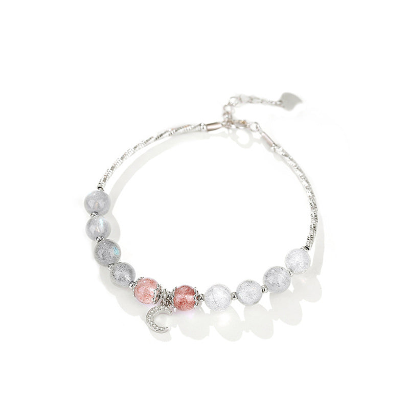 Bracelet porte-bonheur en pierre de lune et quartz fraise Buddha Stones - image 7