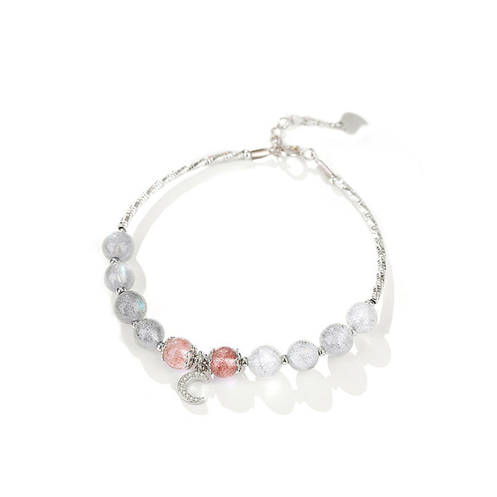 Bracelet porte-bonheur en pierre de lune et quartz fraise Buddha Stones - image 7