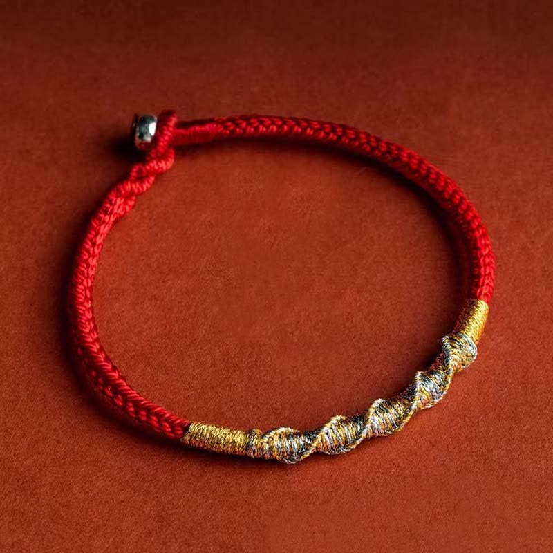 Bracelet tressé en argent sterling 925 avec Buddha Stones et protection en fil rouge - Boucle en argent 925 - 20 cm - image 3