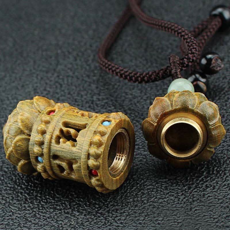Collier pendentif apaisant positif en Buddha Stones Tibet bois de santal vert bois de rose Om Mani Padme Hum Lotus - image 7
