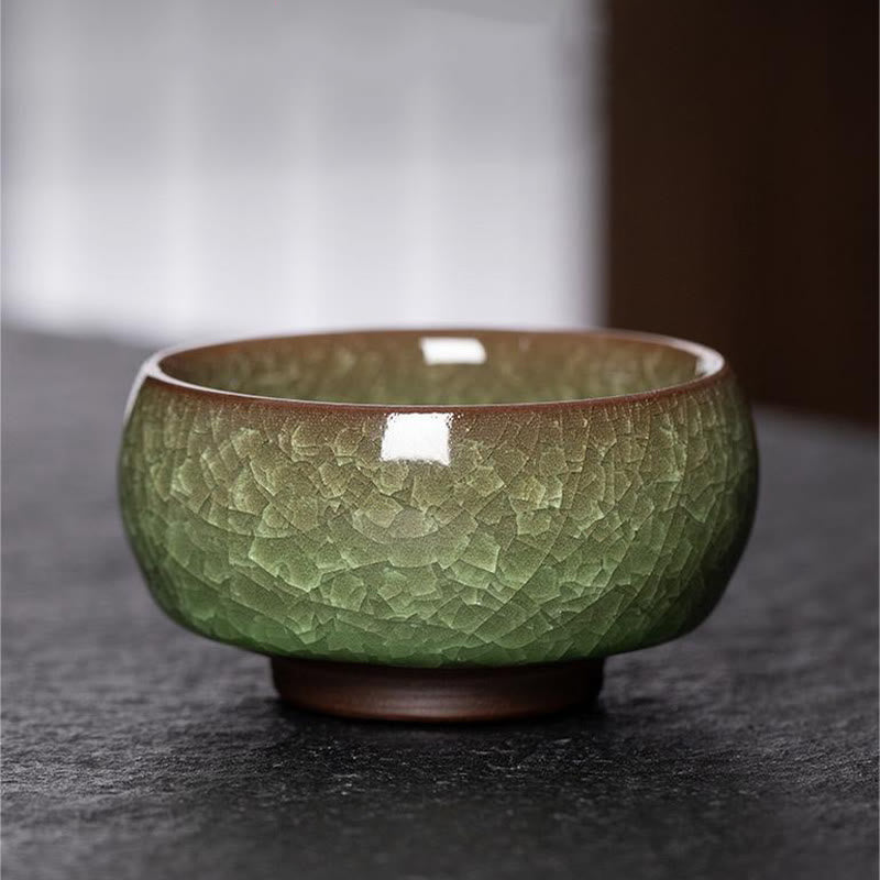 Tasse à thé en porcelaine avec motif de fissures de glace verte chinoise en Buddha Stones , tasse à thé Kung Fu