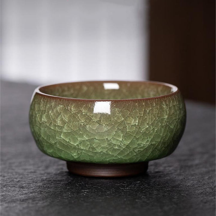 Tasse à thé en porcelaine avec motif de fissures de glace verte chinoise en Buddha Stones , tasse à thé Kung Fu