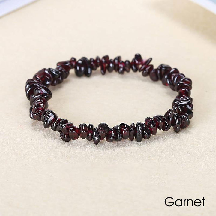 Bracelet apaisant et chaleureux en pierre de cristal de forme irrégulière naturelle - Grenat (Tour de poignet : 15-16 cm) - image 24
