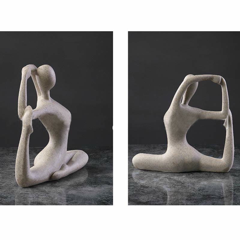 Sculpture abstraite en résine représentant un exercice de méditation et de yoga, décoration de bureau
