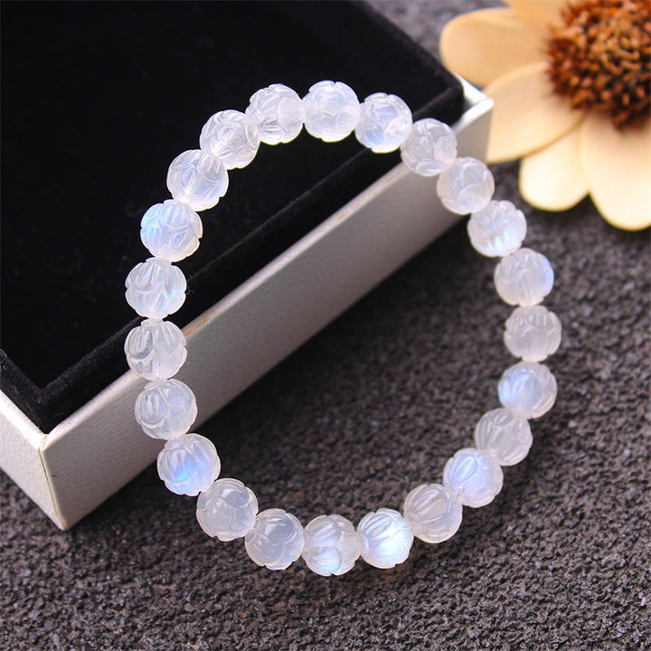 Bracelet Lotus Love en pierre de lune naturelle de Buddha Stones