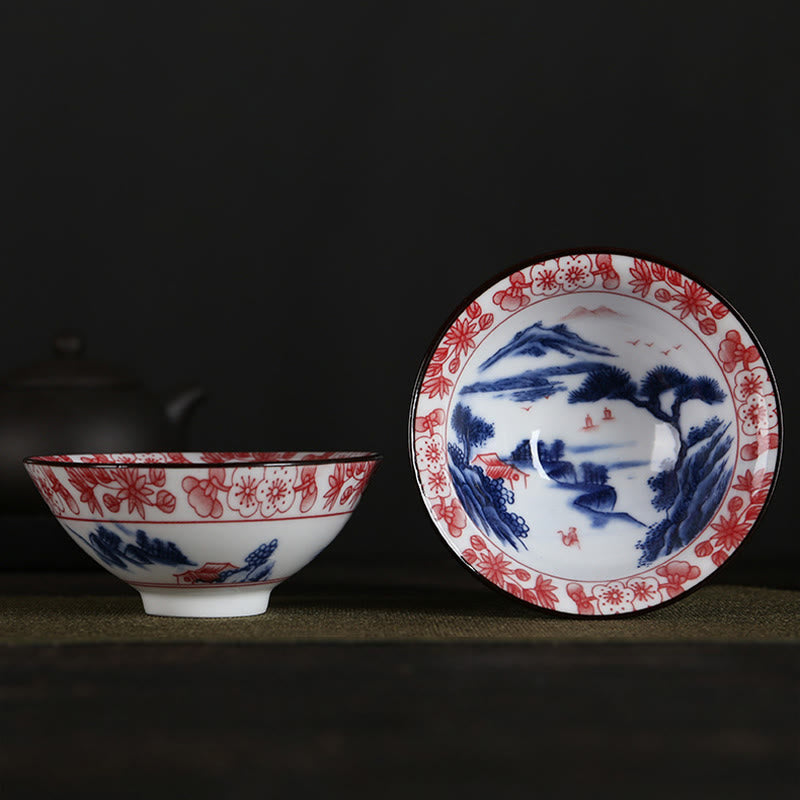 Buddha Stones Fleurs Fu Caractère Montagnes Lotus Fleurs de cerisier Tasse à thé en céramique Tasse à thé Kung Fu