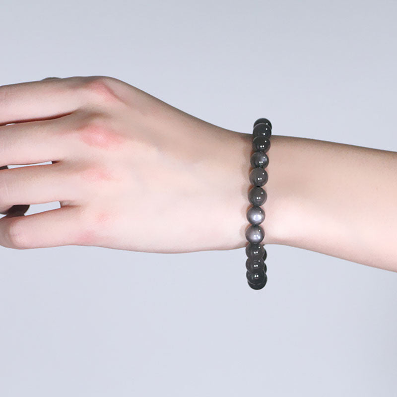 Bracelet de perles d'amour positif en pierre de lune naturelle
