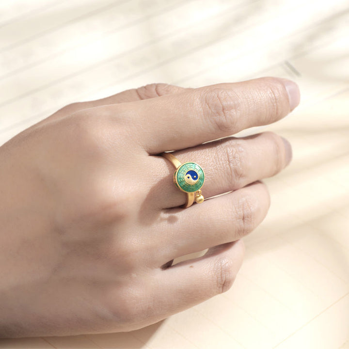Bague rotative Yin Yang en cuivre pour la chance et la richesse