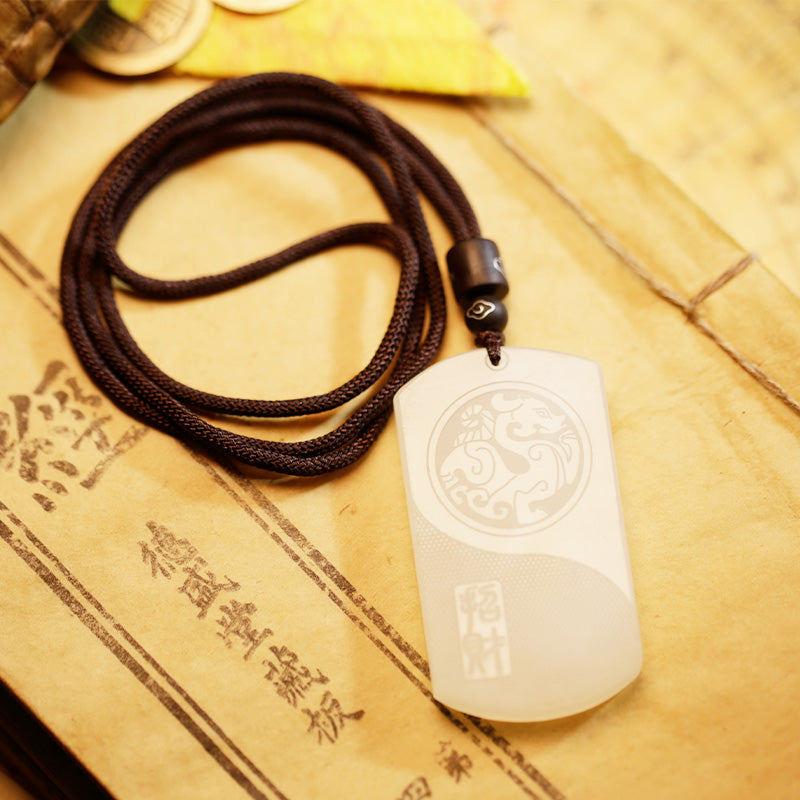 Collier pendentif de protection de la chance PiXiu Yin Yang en jade blanc - image 4