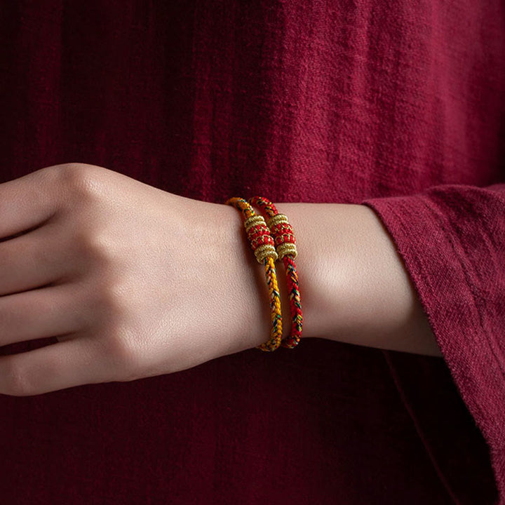 Bracelet en corde tressée fait main en Buddha Stones du zodiaque chinois du Tibet