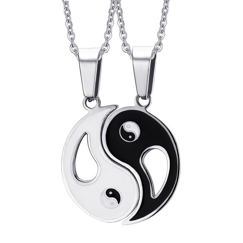 Collier avec pendentif Yin Yang pour couple, 2 pièces