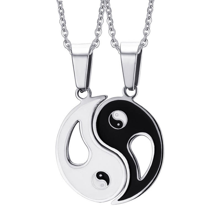 Collier avec pendentif Yin Yang pour couple, 2 pièces