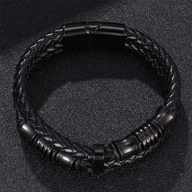 Bracelet porte-bonheur en cuir tressé à plusieurs couches avec Buddha Stones