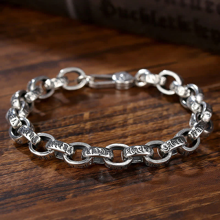 Bracelet jonc en argent sterling 925 Buddha Stones et gravure Om Mani Padme Hum