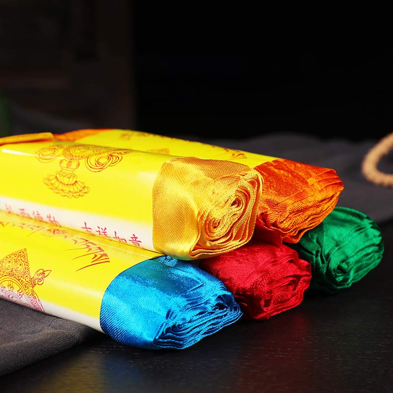 Buddha Stones Bénédiction tibétaine Auspicieux 5 Couleurs Jacquard Khata Décoration - image 13