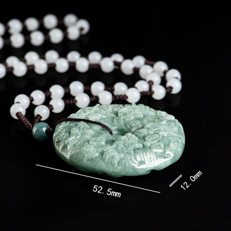 Buddha Stones pendentif en jade naturel avec boucle de paix et protection des neuf dragons de l'année du dragon