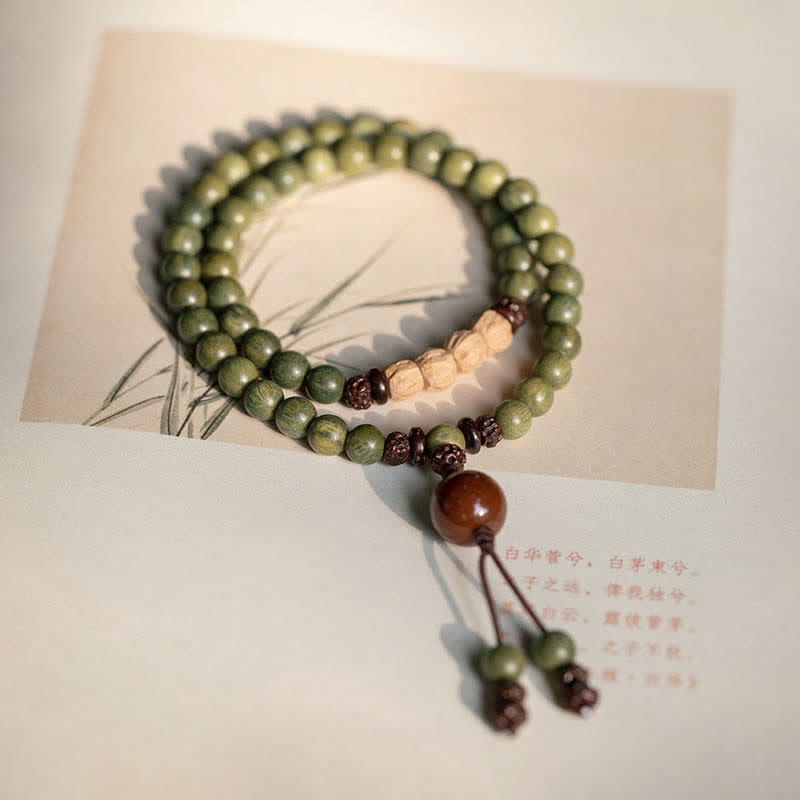 Bracelet de paix positive en bois de santal vert