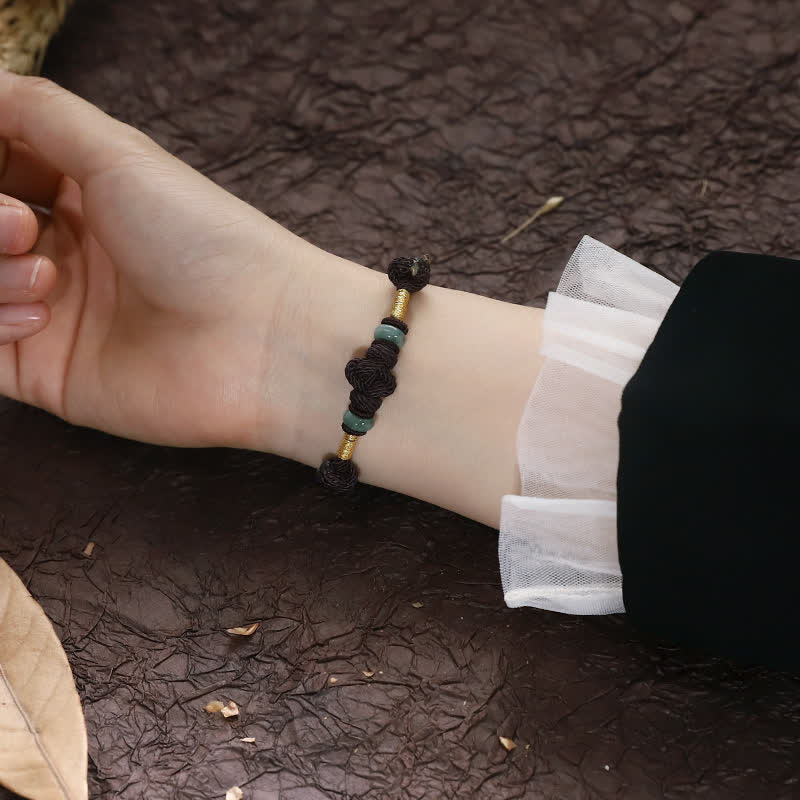 Bracelet tressé pour couple avec cordon rouge en jade et Buddha Stones
