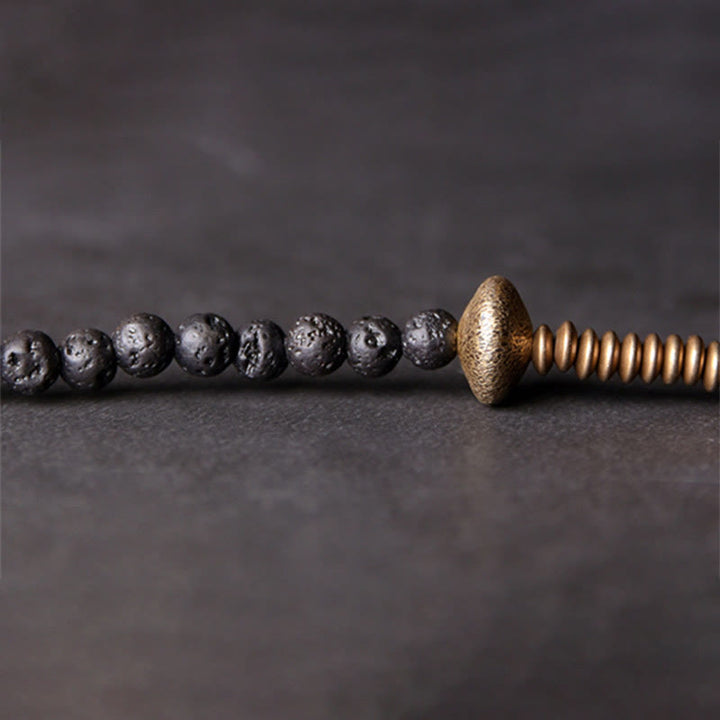 Bracelet multicouche de guérison en cuivre et pierres de lave vintage de Buddha Stones