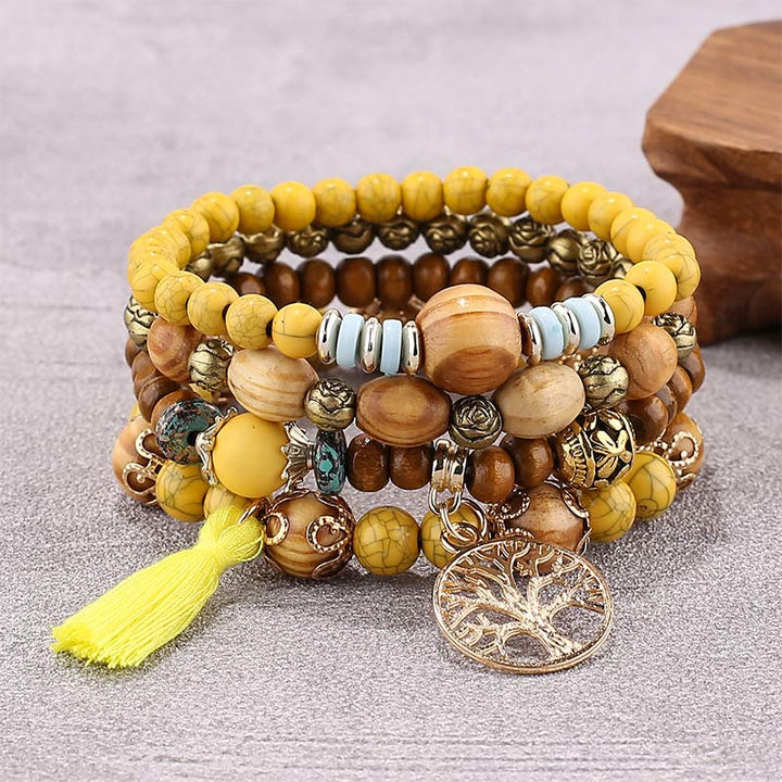 Bracelet de guérison à pampilles en bois de wengé